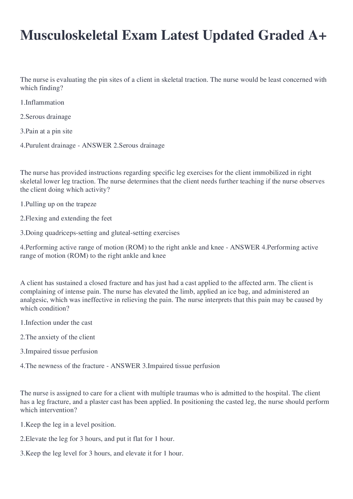Preview image for Musculoskeletal Exam Latest Updated Graded A+